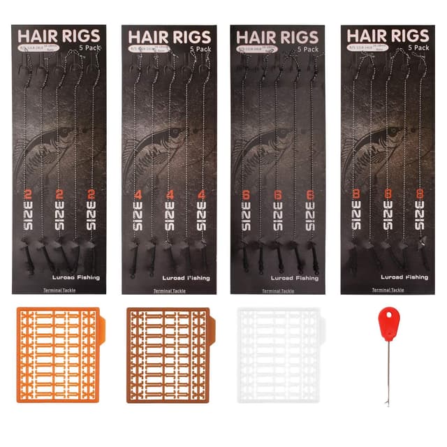 🎣 Luroad Karpfenangeln Haar-Rigs, 20-teilig Gebogen Karpfen Haken Widerhaken 🐟