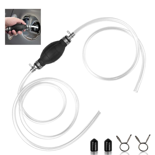 🚗🛥️🏍️ Fousenuk Benzinpumpe mit 2M Schlauch - Kraftstoffpumpe für Auto, Boot, Motorrad