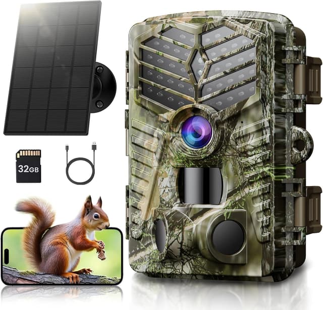 Solareye Wildkamera mit Handyübertragung App - 📸 2,7K 48MP WLAN Wildtierkamera Solar 🌞