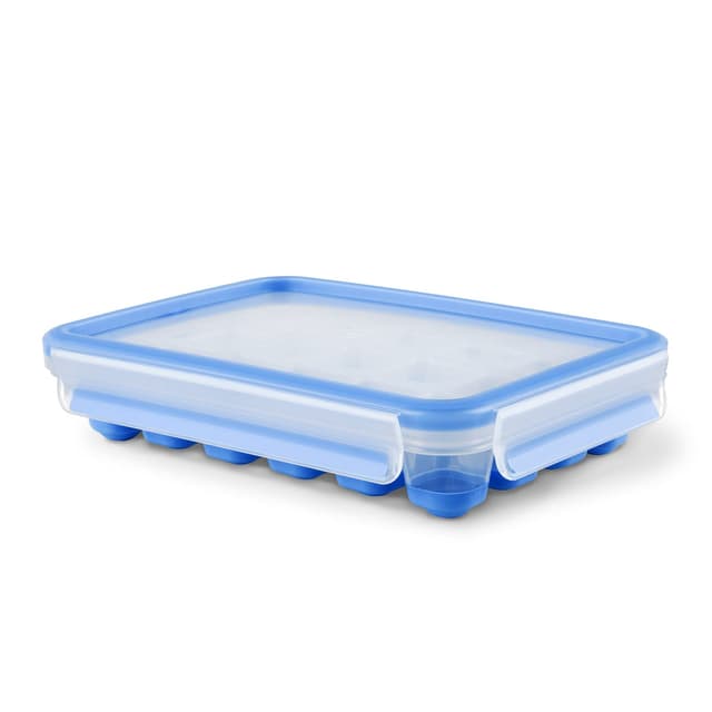 🧊 Emsa 514549 CLIP & CLOSE Eiswürfelbox, Blau, 24 Eiswürfel, 100% Dicht, 22,6 x 16,5 x 4,9 cm
