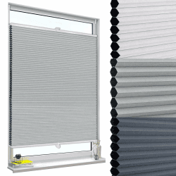 WOLTU Wabenplissee ohne Bohren Verdunklung Thermo Doppelplissee Klemmfix Zweifarbig 120x130cm Grau-Weiß Angebot bei HelloDeals