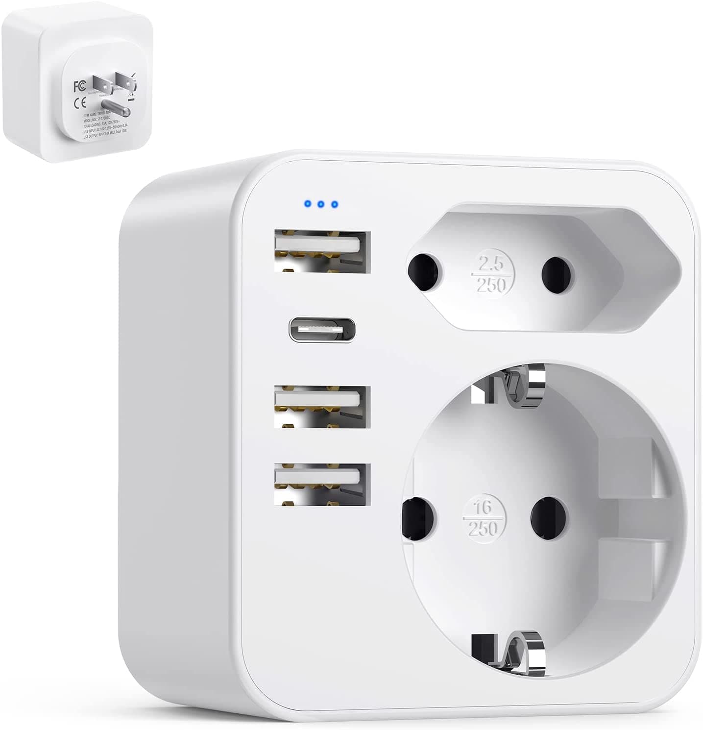 🔌🌍 6-in-1 USA Adapter Steckdose mit 3USB 1USB C (3.4A) 🛫🔋