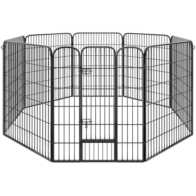 🐶🐱🐰🐹 tectake Welpenauslauf 100 cm hoch, 8 Gitter - Schwarz 402501