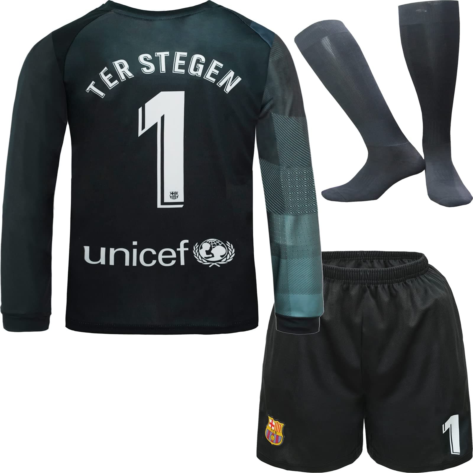 NIHMEX Barcelona TER Stegen Kinder Torwart Trikot Fußball #1 🧤⚽