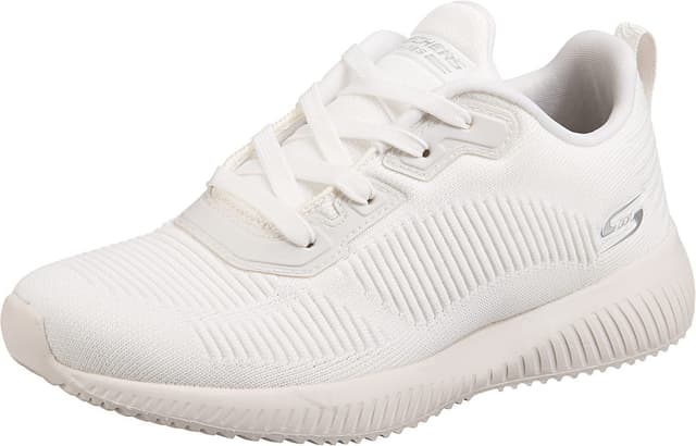 👟🛍️ Reduziert! Skechers Damen Bobs Squad Tough Talk Sneaker 39.5 EU Weiß Engineered Knit