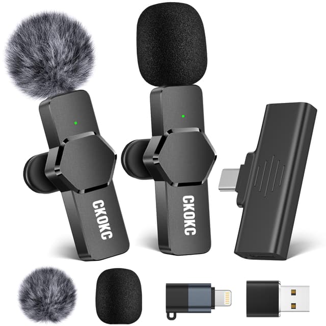 🎙️ CKOKC Kabelloses Lavalier Mikrofon für iPhone - Android Computer, Mini Mikrofon für Live-Streaming, Videoaufnahmen, Interviews im Freien oder Innenbereich, YouTube, TikTok, Vlog G80