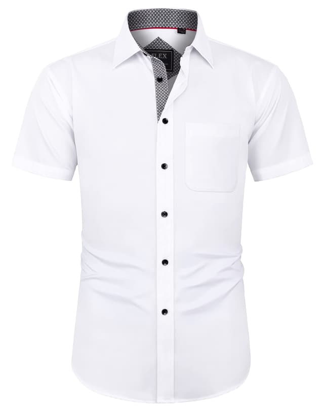 J.VER Herren Hemd Kurzarm Freizeithemd XL Weiß Schwarz 😎👔