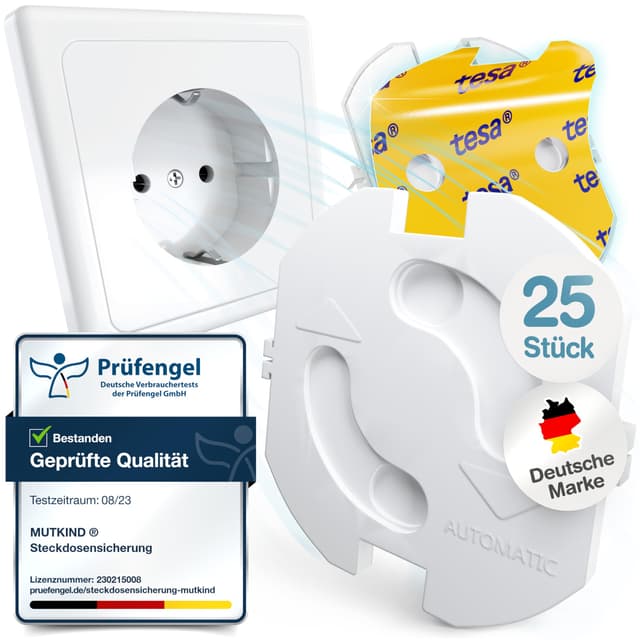 MUTKIND® Steckdosen Kindersicherung - (25 STK. mit Kleber von TESA) 🧒💙