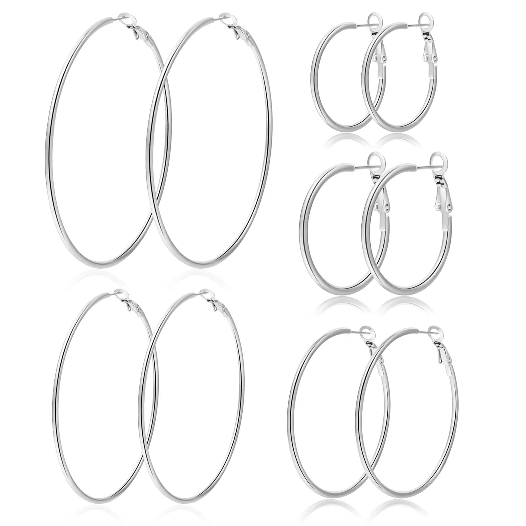 🌟 PABBEU Silberne Creolen Set - 5 Paar große Creolen aus Edelstahl 🌟