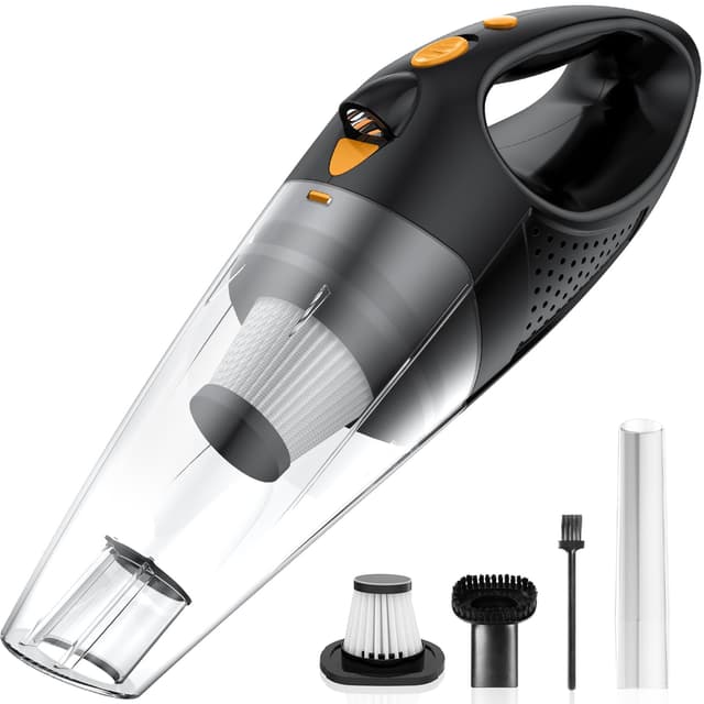 🌟 Super Angebot! Powools Kabelloser Handstaubsauger mit 2 Filtern, Orange 🧹