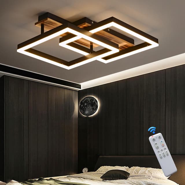 SEATAIN LED Deckenleuchte Holz dimmbar, Massivholz schwarz Rahmen Vintage Deckenlampe 🌟