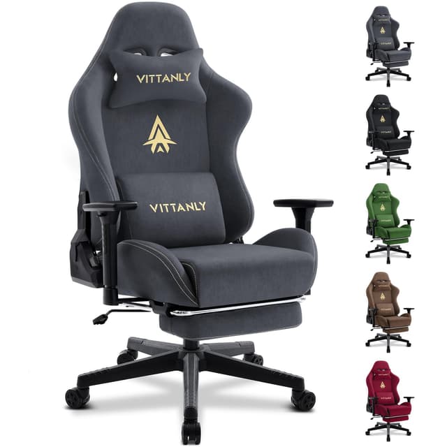 VITTANLY Gaming Stuhl, Luxuriöser Wildlederimitat Bürostuhl mit Fußstütze 😎