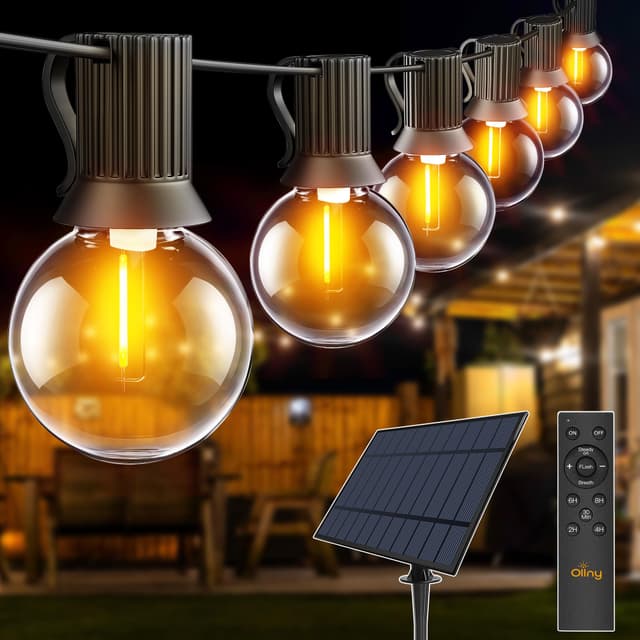 🌞🌟 Ollny Solar Lichterkette Außen 20M mit 30+2 LED-Glühbirnen 🌟🌞