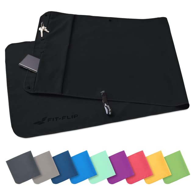 Fit-Flip Fitness Handtuch aus Mikrofaser mit Magnet und Reißverschluss Tasche