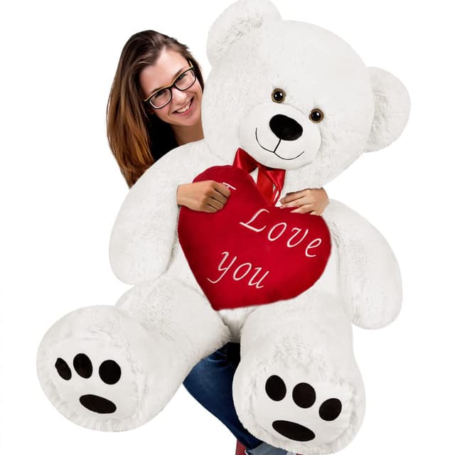 Deuba Teddy XL 100cm Weiß inkl. Herzkissen | Valentinstag 🧸