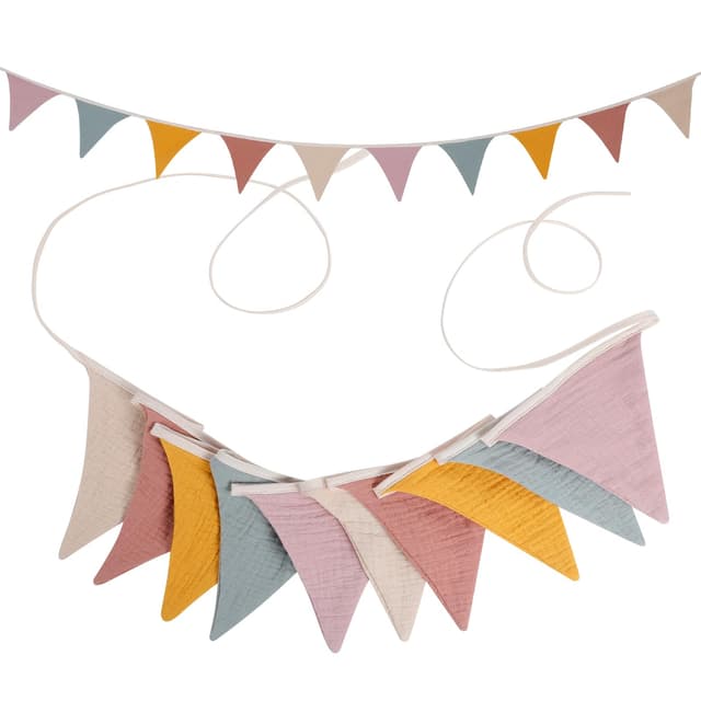 Romon Wimpelkette Kinderzimmer 🎈 Baumwolle Stoff Wimpelkette 🎁 Girlande Kinderzimmer Deko