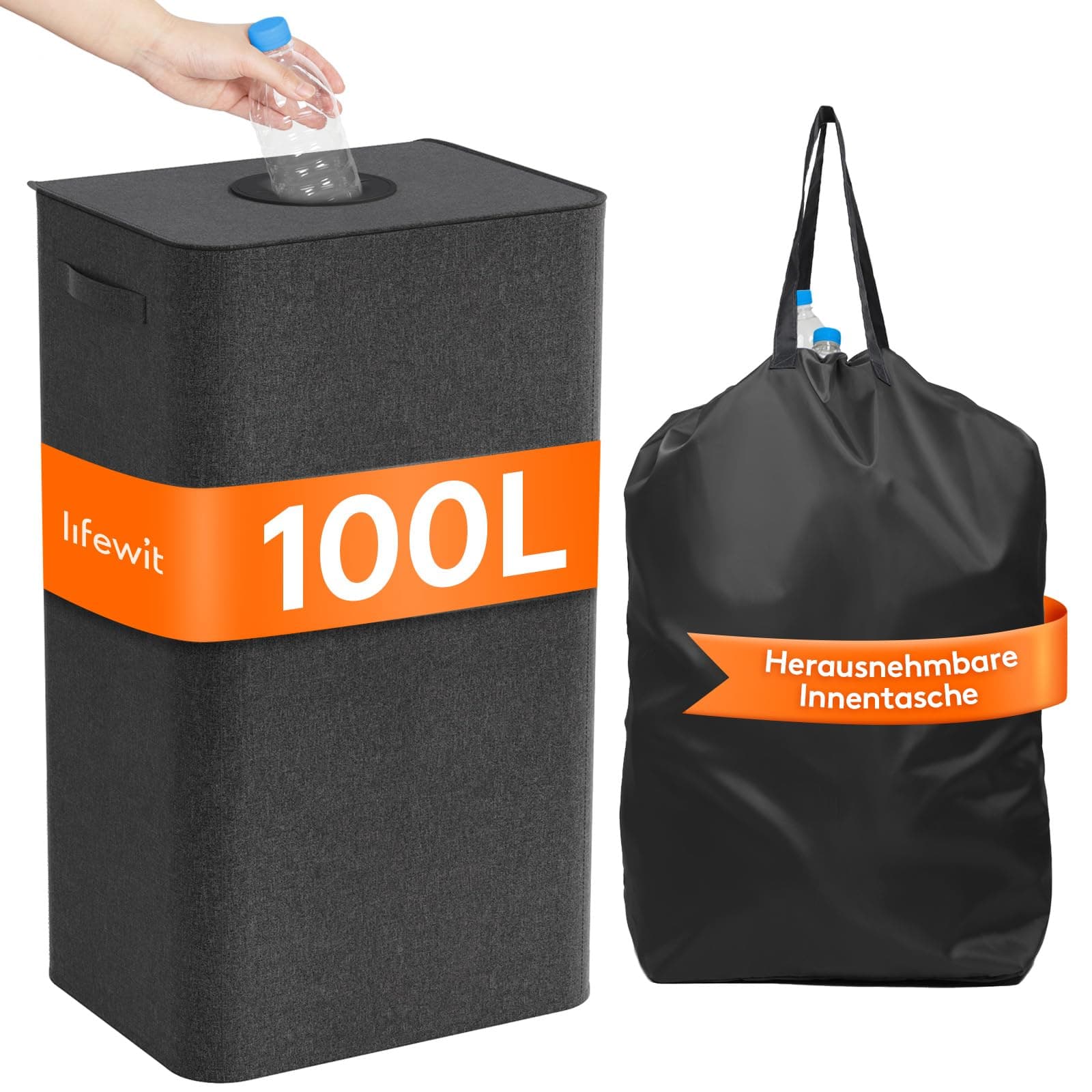 Lifewit 100L Pfandflaschen Sammelbehälter mit Deckel 🌿 | Große Pfandflaschen Aufbewahrung