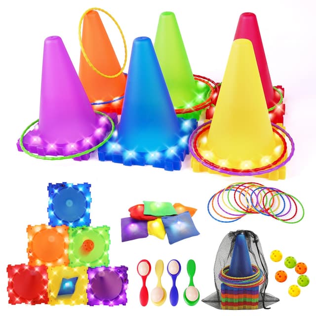 🎉 CLEMAS 35pcs Light Up Wurfspiele Outdoor-Spiele Garten Spiel 🎈