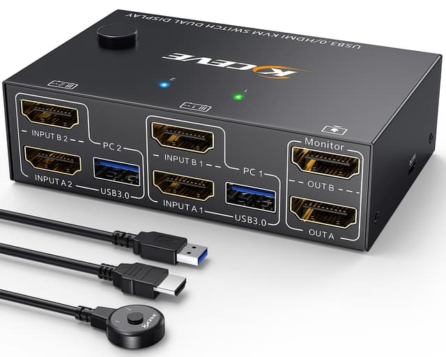 🔌 USB3.0 KVM Switch 2 PC 2 Monitore 4K@60Hz 2K@144Hz EDID Simulation