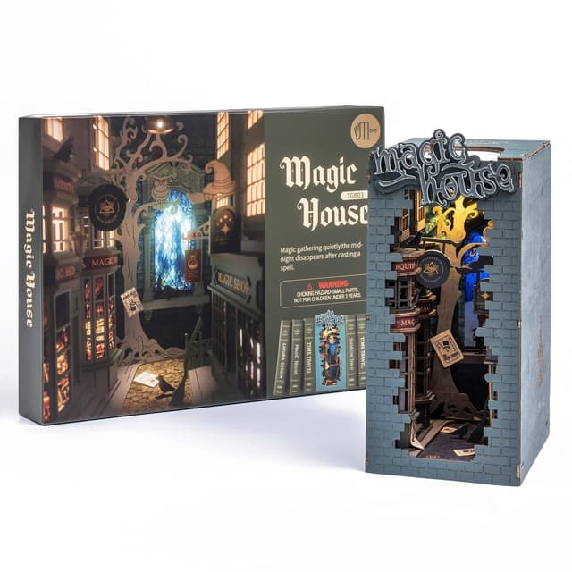 ROWOOD Book Nook Kit Magische Gasse - DIY Buchstütze 3D Puzzle aus Holz