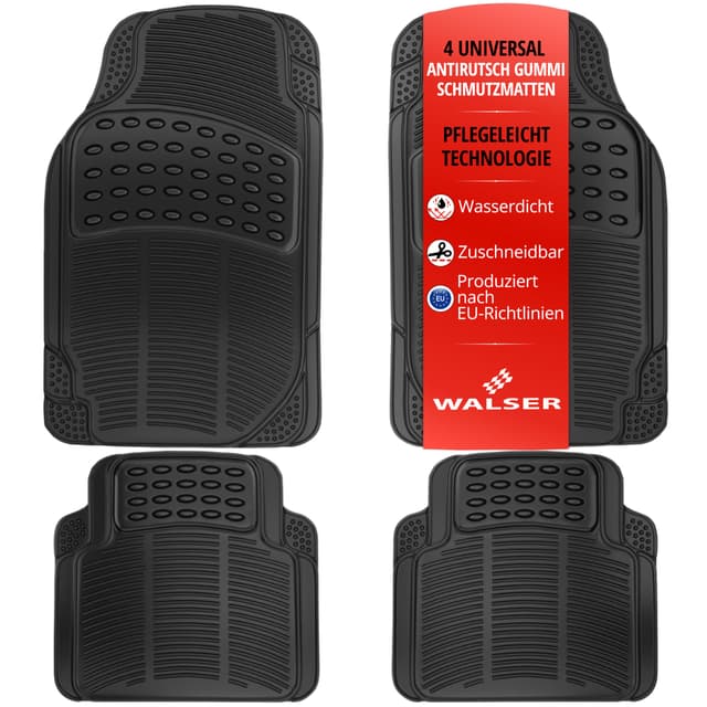 🚗🔝 Walser Universal Auto-Gummimatten-Set Spartakus | 4-teilig zuschneidbar | Hochwertige Qualität!