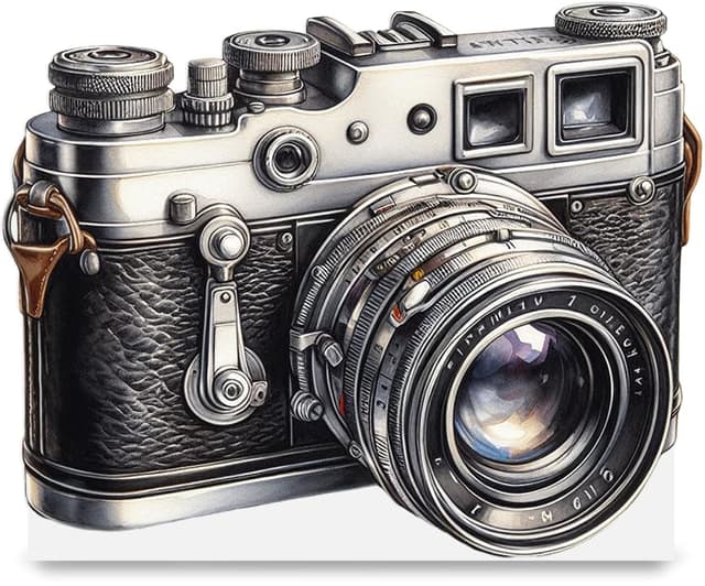 Vintage Kamera Geschenk Holzkarte 💌🎁📝🥳♻️ - Kamera Vintage Geburtstagskarte | Retro Fotografie Deko