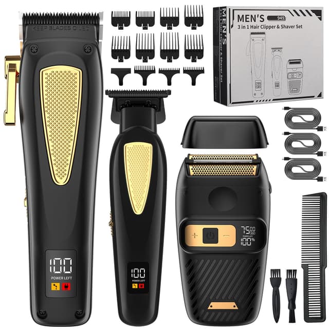 🎁 Suttik Professionelle 3 IN 1 Haarschneider und Trimmer Set Männer Elektrischer Rasierer Rasierapparat Bartschneider Wiederaufladbare Barbierschere Haarschneideset 🧔