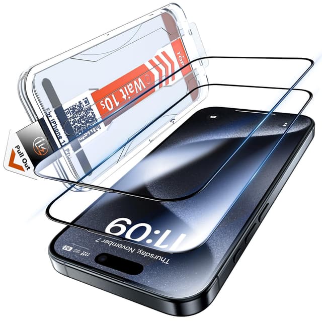 📱🔒 LK Panzer Schutz Glas für iPhone 15 Pro - 2 Stück Transparent [2024 Verbesserter Militärschutz] 🛡️📦