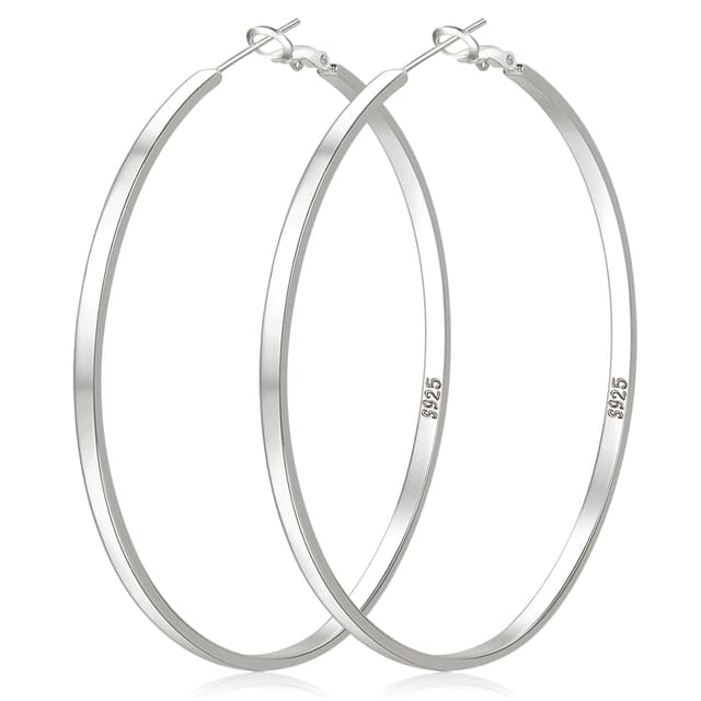 LOUMILEO Silber 925 Hypoallergen Sterling Silber Creolen - Leichte Große Ohrringe für Damen 40mm Silber