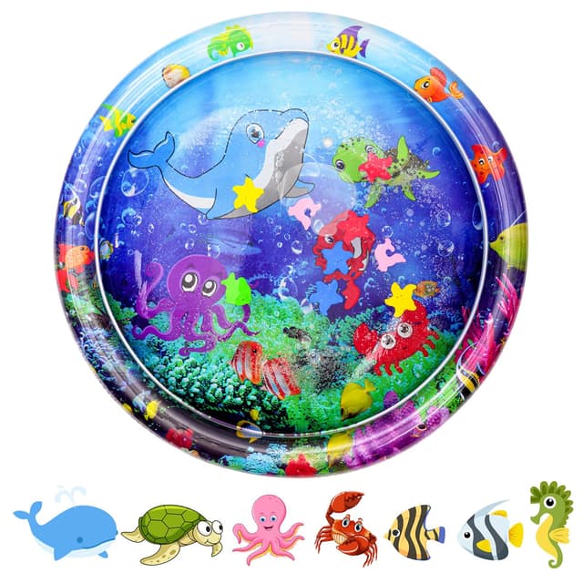 Aolso Wassermatte Baby, Runden Aufblasbare Spielmatten 100 x 100cm 🐙
