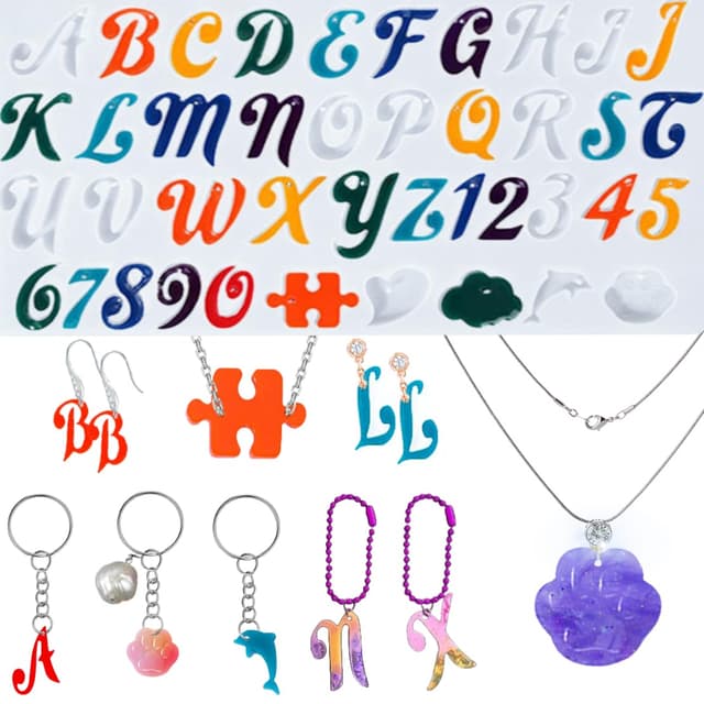 DeryArcle Epoxidharz Formen Schmuck Buchstaben 🔤🔢 Gießform Schlüsselanhänger Alphabet