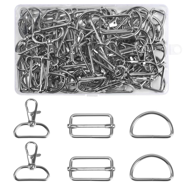 🎁 FOGAWA 90 Stück Metall Schnalle Set: Drehgelenk Karabinerhaken, D Ringe, Schiebeschnalle