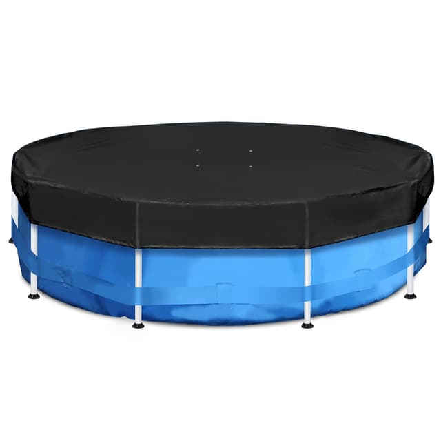 Sekey Poolabdeckung Rund 366cm für Metallrahmenpools 🌞 Sommer & Winter Abdeckplane, Schwarz