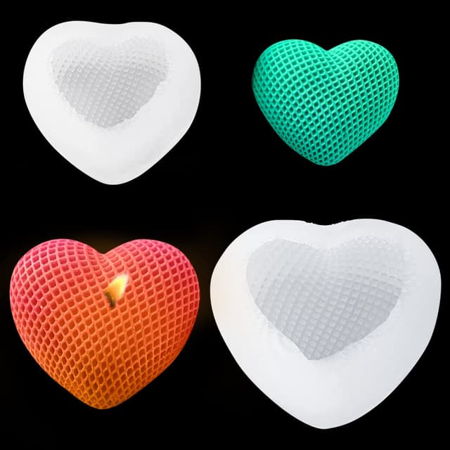 FineInno 2 Stück Silikonform Herz ❤️🕯️ 3D Diamant Liebe Epoxidharz Formen