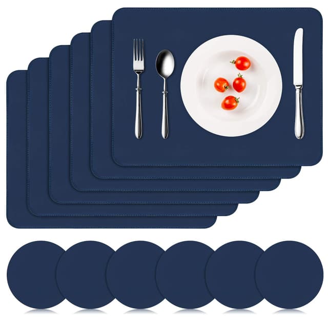 APLKER Tischset Leder 6er Set - Kunstleder Platzset Abwaschbar