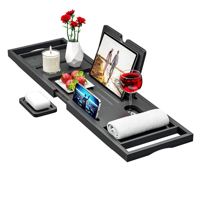 Premium Badewannen-Tablett ⭐ Verstellbar und Luxuriös ⭐ Schwarz