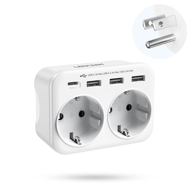 LENCENT Reiseadapter USA Deutschland Stecker mit USB-C&USB-A Ports 🌎