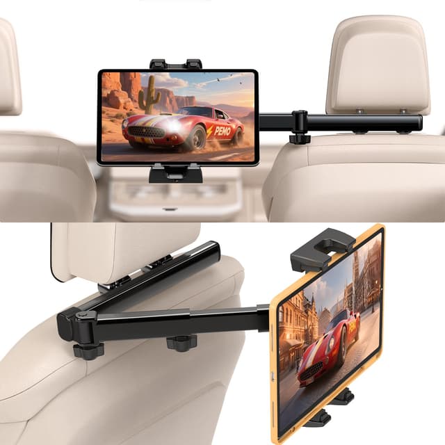 PEMOTech Tablet Halterung Auto 🚗 Stärkere Tragfähigkeit 📱 Zweiachsig Ausziehbar KFZ Tablet Halter Kopfstütze