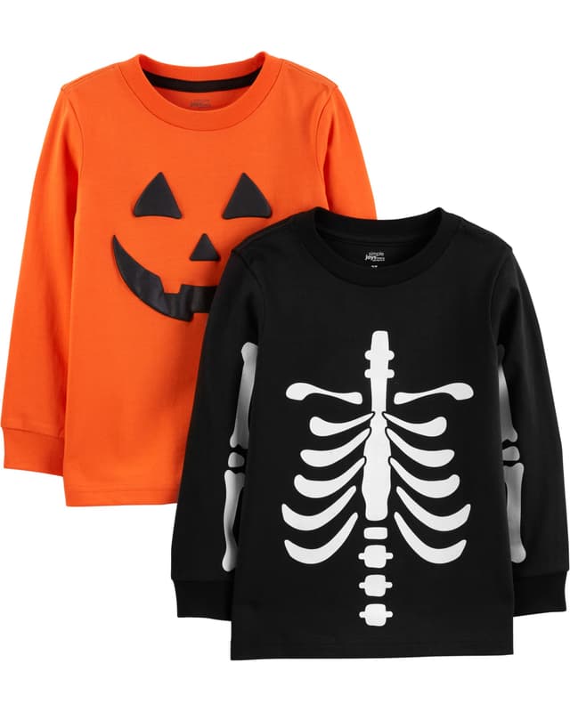 👶🎃 Simple Joys by Carter's Unisex Baby T-Shirt-Set (2er Pack) 6-9 Monate 🦴💀