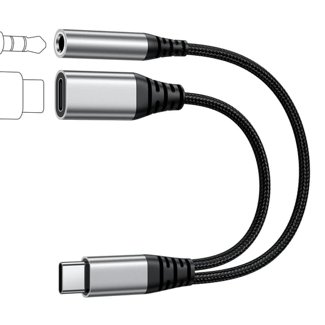 🔌 USB C auf 3,5mm Klinke Kopfhörer Adapter und Laden - 2-in-1 Type C auf 3.5mm Klinke Adapter mit PD 60W Schnellladung