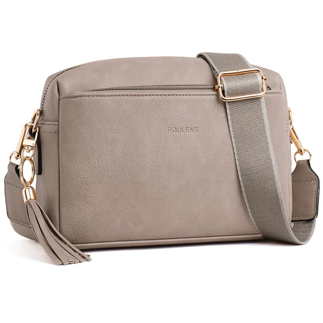 👜 Roulens Damen Handy Umhängetasche, Veganem Leder Crossbody Schultertasche