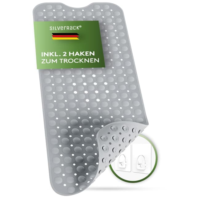 SilverRack Badewannenmatte 100x40 cm (Grau) - Antirutschmatte für sicheres Baden! ✅