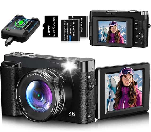 📸 4K Digitalkamera 48MP Autofokus Kompaktkamera Fotokamera mit 32GB Karte 📷