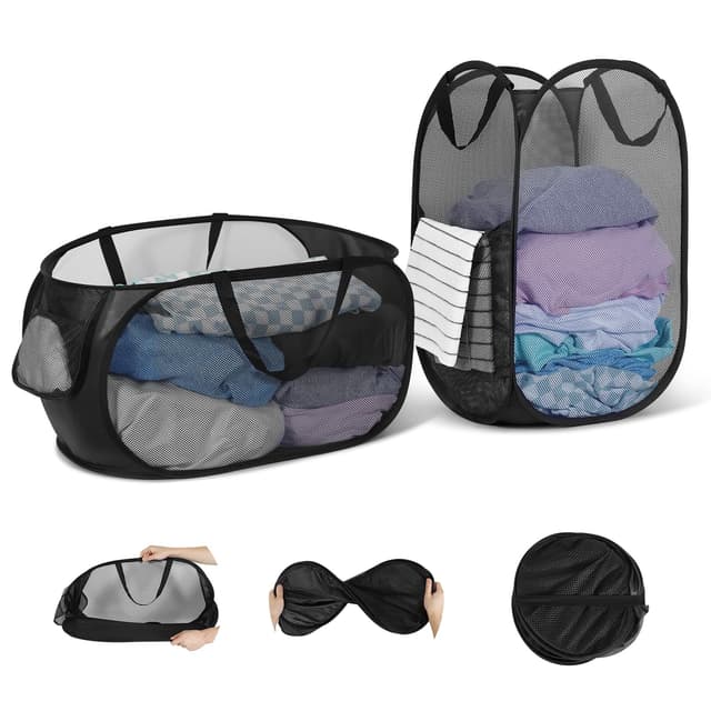 🌟 Super Angebot! 2er-Pack Faltbarer Wäschekorb aus Netzmaterial 🧺