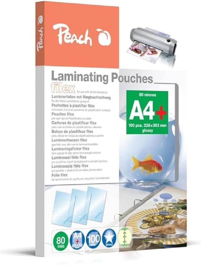 🍑 Peach Laminierfolien A4 - 80 mic - 100 pouches - abheftbar - S-PP580-21 Abheftbar A4 80 100