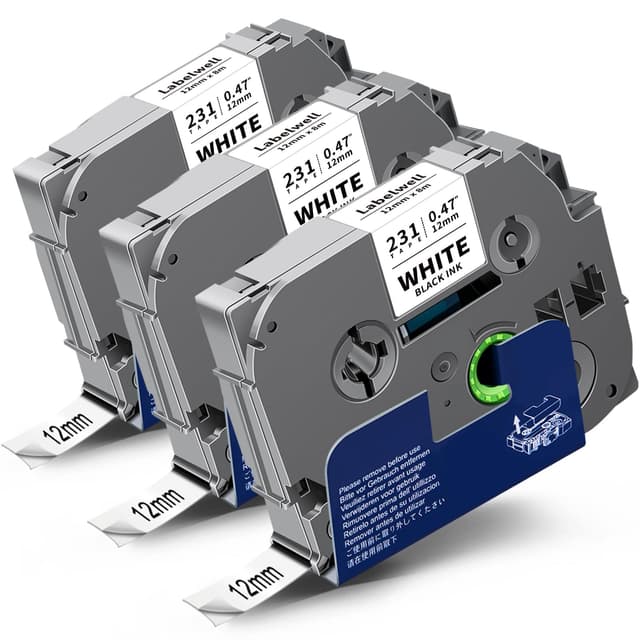 Labelwell kompatibel TZe-231 TZe231 für Brother TZc-231 TZ-231 Tze 12mm 0.47 Laminated White Tze Schriftband 🏷️🖨️