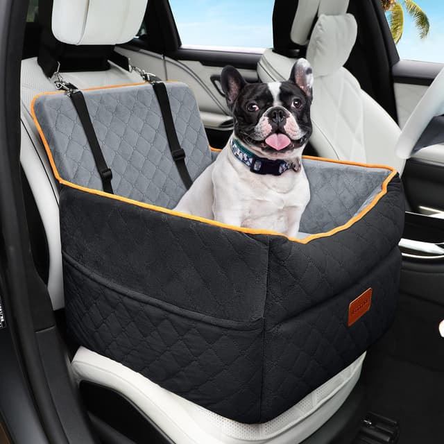 🐶🚗 Hundesitz für kleine bis mittlere Hunde - Waschbarer Autositz mit Aufbewahrungstaschen