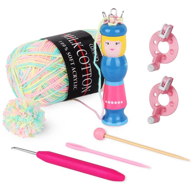 🧶 Coopay Groß Holz Strickliesel Bastelset 🎨 - Ideal für Kinder & Anfänger