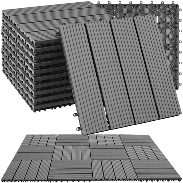 Tectake® WPC Holzfliesen 11er Set - Grau 😍