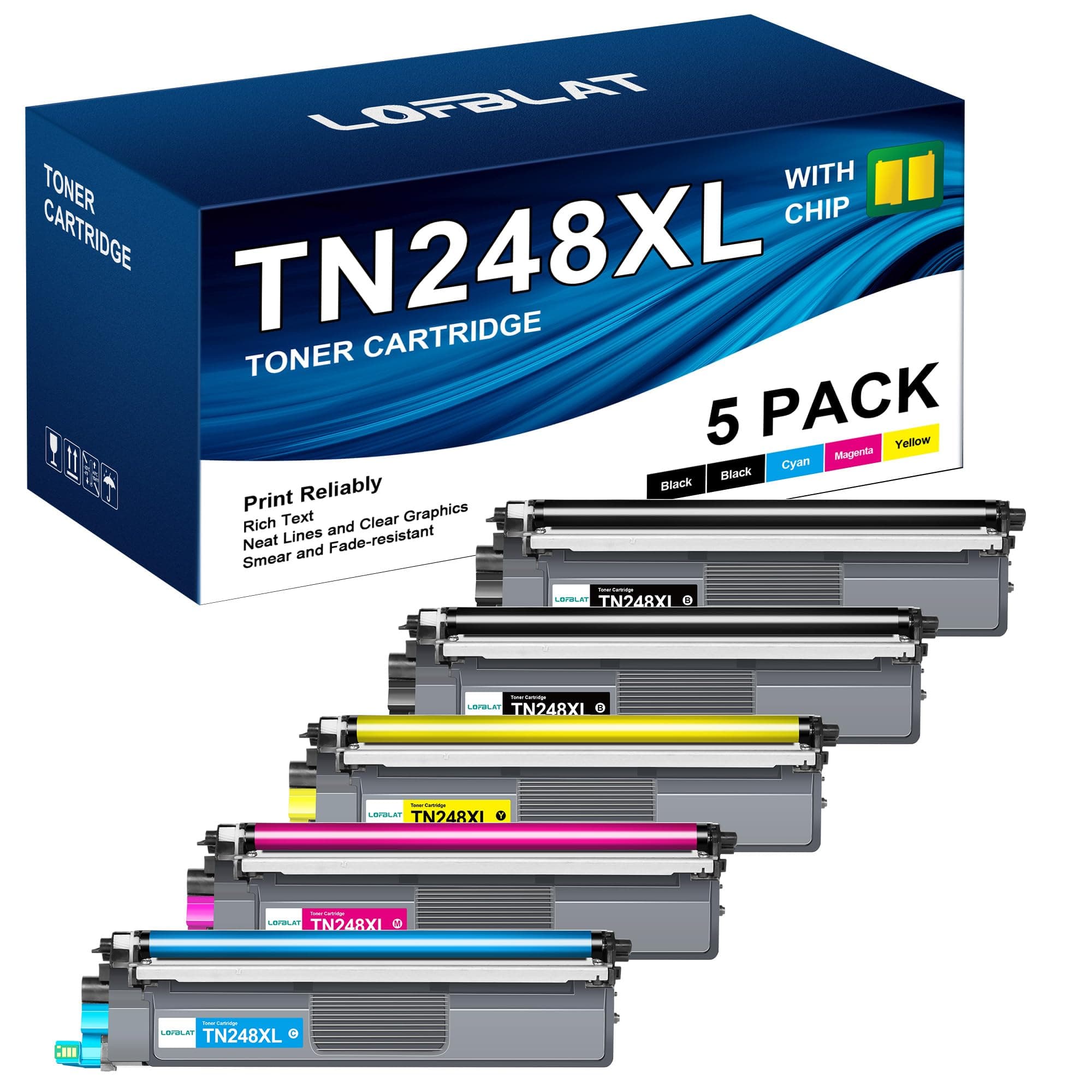 LOFBLAT TN248 TN248XL TN-248CMYK TN-248VAL Ersatz für Brother TN-248 TN248 Toner TN-248XL für Brother MFC-L3760CDW Toner MFC-L3740CDW MFC-L3740CDWE DCP-L3560CDW L8390CDW DCP-L3520CDW L3520CDWE,5 Pack 🖨️